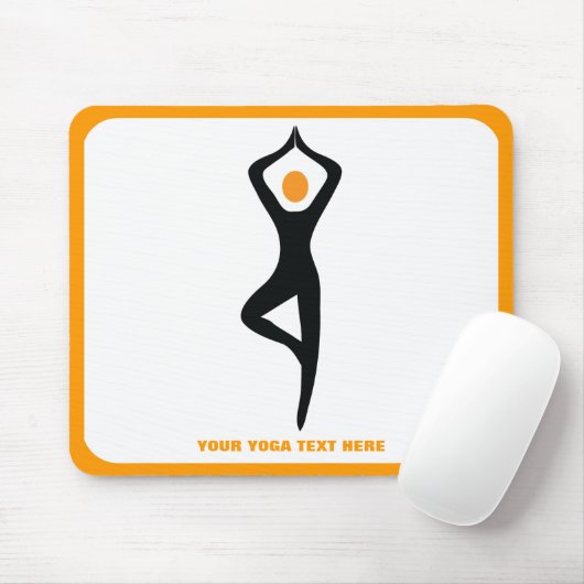 Yoga Pose schwarz, orange Mousepad (Mit Mouse)