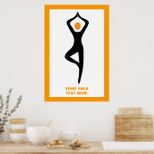 Yoga Pose schwarz, orange Poster (Küche)