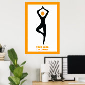 Yoga Pose schwarz, orange Poster (Heimbüro)