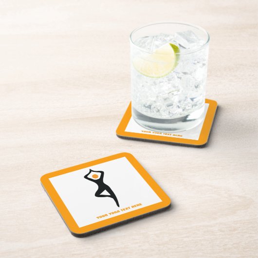 Yoga Pose schwarz, orange Untersetzer (Rechte Seite)