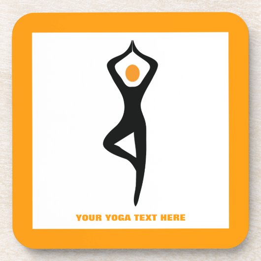 Yoga Pose schwarz, orange Untersetzer (Vorderseite)