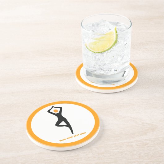 Yoga Pose schwarz, orange Untersetzer (Seite)