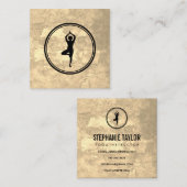 Yoga Pose Sepia Texture Quadratische Visitenkarte (Vorne/Hinten)