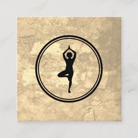Yoga Pose Sepia Texture Quadratische Visitenkarte (Vorderseite)