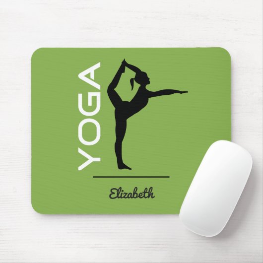 Yoga Pose Silhouette auf Green Personalisiert Mousepad (Mit Mouse)