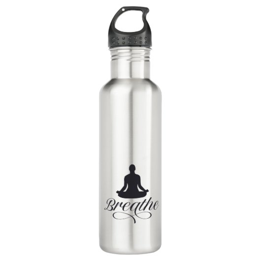 Yoga-Pose-Silhouette Edelstahlflasche (Vorderseite)