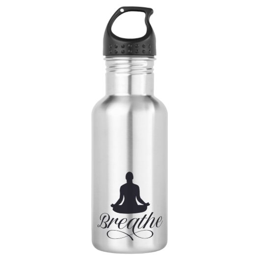 Yoga-Pose-Silhouette Edelstahlflasche (Vorderseite)