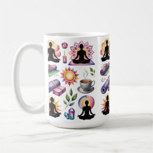 Yoga-Pose-Silhouette florales Akzent Lotus Mandala Kaffeetasse