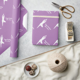 Yoga-Pose-Silhouette Happy Birthday-Geschenkpapier Geschenkpapier