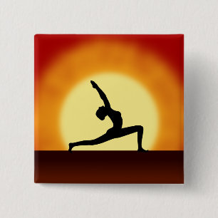 Yoga-Pose Silhouette Sonnenaufgang Button