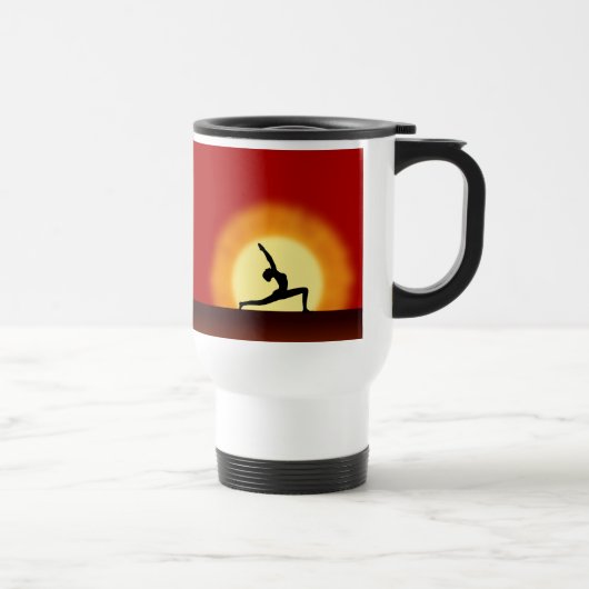 Yoga Pose Silhouette Sonnenaufgang Kaffee Reisemug Reisebecher (Rechts)