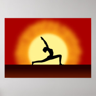 Yoga Pose Silhouette Sonnenaufgang Landschaft Kuns Poster