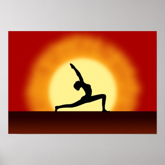 Yoga Pose Silhouette Sonnenaufgang Landschaft Kuns Poster (Vorne)