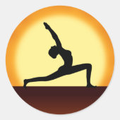 Yoga Pose Silhouette Sunrise Round Stickers (Vorderseite)