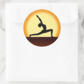 Yoga Pose Silhouette Sunrise Round Stickers (Tasche)