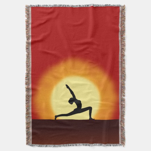 Yoga Pose Silhouette Sunrise Woven Throw Blanken Decke (Vorderseite Vertikal)