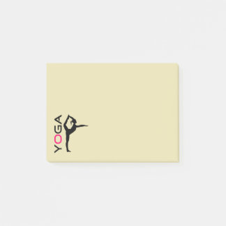 Yoga-Pose-Silhouette über Tan-Hintergrund Post-it Klebezettel