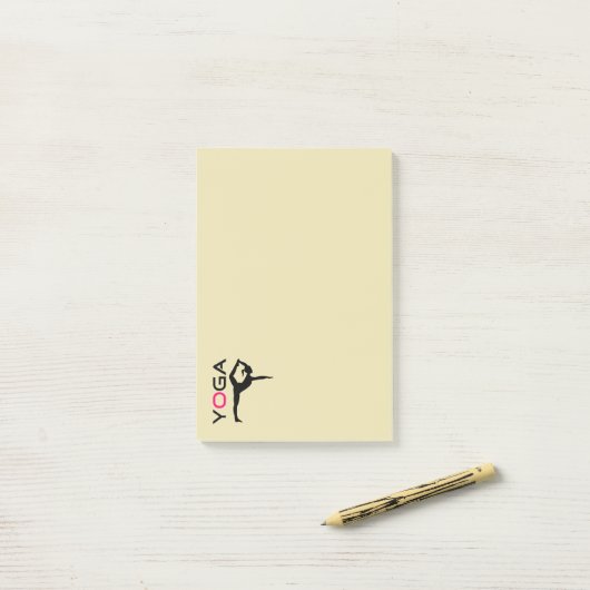 Yoga-Pose-Silhouette über Tan-Hintergrund Post-it Klebezettel (Auf Schreibtisch)