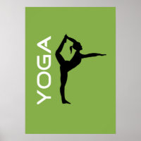 Yoga-Pose-Silhouette zum grünen Hintergrund
