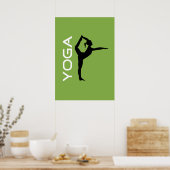 Yoga-Pose-Silhouette zum grünen Hintergrund Poster (Küche)