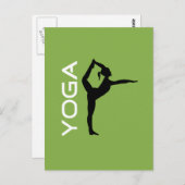 Yoga-Pose-Silhouette zum grünen Hintergrund Postkarte (Vorne/Hinten)