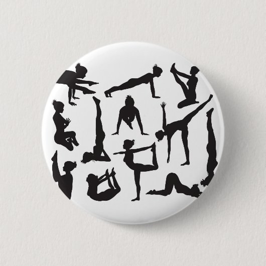 Yoga-Pose-Silhouetten Button (Vorderseite)