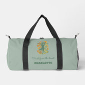 Yoga pose swirls green orange name slogan retro duffle bag (Vorderseite)