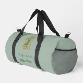 Yoga pose swirls green orange name slogan retro duffle bag (Rechte Ecke)
