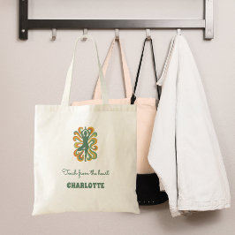 Yoga pose swirls green orange name slogan retro tragetasche