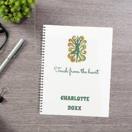 Yoga pose swirls green orange slogan retro 2026 planer