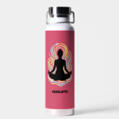 Yoga pose swirls pink name trinkflasche (Rückseite)