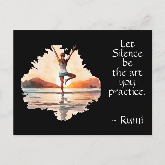 Yoga-Pose und Rumi-Silence-Zitat Postkarte (Vorderseite)