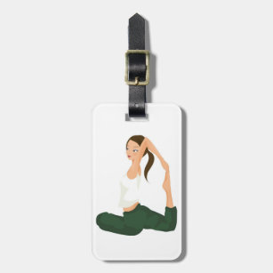 Yoga-Pose-weiblicher Yoga-Praktiker personalisiert Gepäckanhänger
