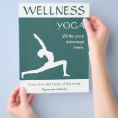 Yoga Pose White Silhouette Aqua Blue Aquamarine Fl Flyer (Hand)