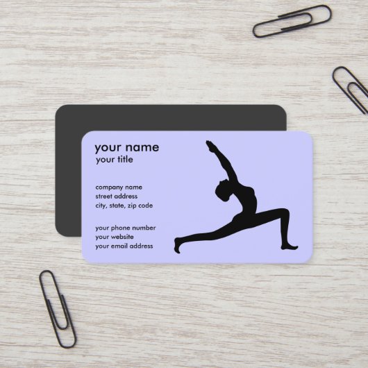 Yoga Pose White Silhouette Business Cards Visitenkarte (Vorderseite/Rückseite Beispiel)