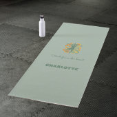 Yoga-Pose-Wirbel Retro Grün Orange Namensslogan Yogamatte