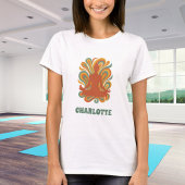 Yoga-Pose-Wirbel Rettro-Orange T-Shirt