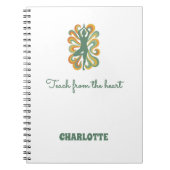 Yoga-Pose wirbelt grün orange Namen Slogan Retro Notizblock (Vorderseite)