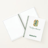 Yoga-Pose wirbelt grün orange Namen Slogan Retro Notizblock (Innenseite)