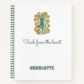 Yoga-Pose wirbelt grün orange Namen Slogan Retro Notizblock (Vorderseite)