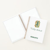 Yoga-Pose wirbelt grün orange Namen Slogan Retro Notizblock (Innenseite)