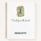 Yoga-Pose wirbelt grün orange Namen Slogan Retro Notizblock (Vorderseite)