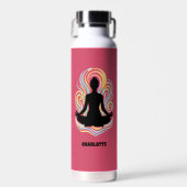Yoga-Pose wirbelt rosa Name Trinkflasche (Vorne)