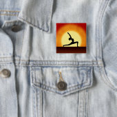 Yoga Pose Woman Silhouette Sunrise Square Buttons (Beispiel)