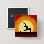 Yoga Pose Woman Silhouette Sunrise Square Buttons (Vorne & Hinten)