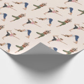 Yoga Pose Women On Beige Workout Pattern Geschenkpapier (Ecke)