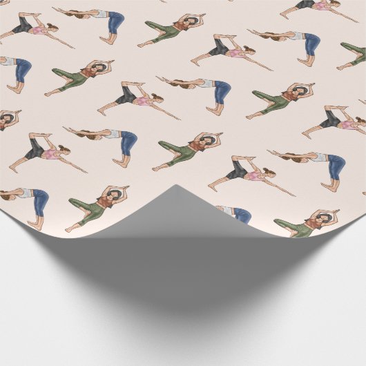 Yoga Pose Women On Beige Workout Pattern Geschenkpapier (Ecke)