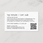 Yoga Pose, Yoga Instructor Business Card Visitenkarte (Rückseite)