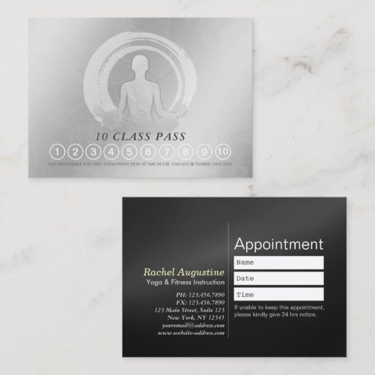 YOGA Pose ZEN Signatur-Klasse Treue Ernennung Terminkarte (Vorne/Hinten)