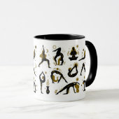 Yoga Posen Black & Gold Tasse (VorderseiteRechts)